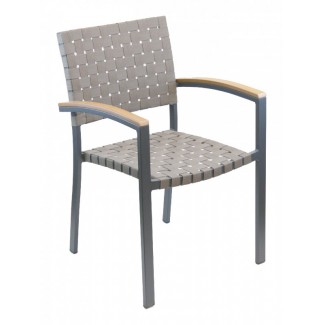 AL-5800A Woven Aluminum Modern Basketweave Stackable Restaurant Commercial Arm Chair
